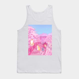 The Japanese  shrine, cute cats, and pink sakura blossom Tank Top